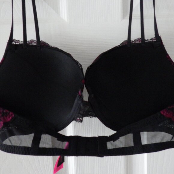 La Sensa Hello Sugar Women's Padded Underwire Push-up Bra 36C Black Red Lace - Picture 6 of 9